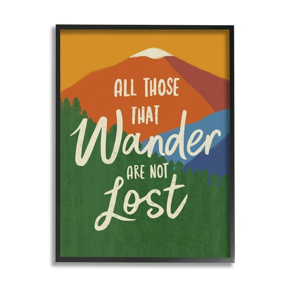 Stupell Industries Inspiring Adventure Quote Mountain Wilderness Scene Graphic Art Black Framed Art Print Wall Art, Design by Nina Seven