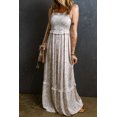 thumbnail image 1 of FOLUNSI Floral Lace Maxi Dress - Shirred, Elegant Fit, 1 of 7