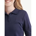 thumbnail image 4 of Justice Girls Uniform Long Sleeve Knit Polo Shirt, 2-Pack, Sizes XS-XLP, 4 of 4