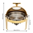 thumbnail image 5 of Autrinix Gold Chafing Dish for Buffet, 6L Stainless Steel Round Food Warmer with Clear Lid & T-Shaped Handle, 90°/180° Lid Opening, Elegant Tabletop Serving Dish, 5 of 11