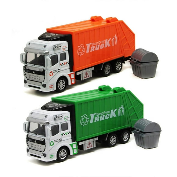 DEBGFS Garbage Truck Model Mini 1/48 Garbage Truck Model with Trash Can Kids Children Toys Birthday Gift,orange