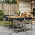 thumbnail image 1 of vidaXL 5 Piece Garden Dining Set with Cushions Grey Poly Rattan, 1 of 5