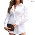 thumbnail image 2 of Sonducket Vestido de mujer de manga larga con botones, vestido de camisa con cuello en V, ropa de manga larga Vestidos Blanco XXL Sonducket AP002076-05, 2 of 6