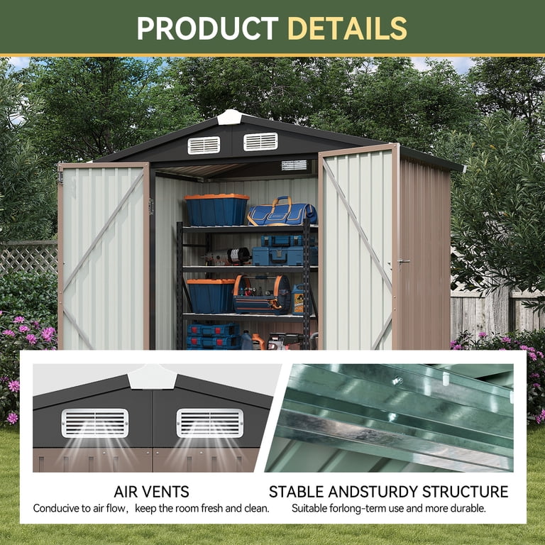 BaPiPro 6.2x4 FT Outdoor Storage Shed, Heavy-Duty Metal Garden