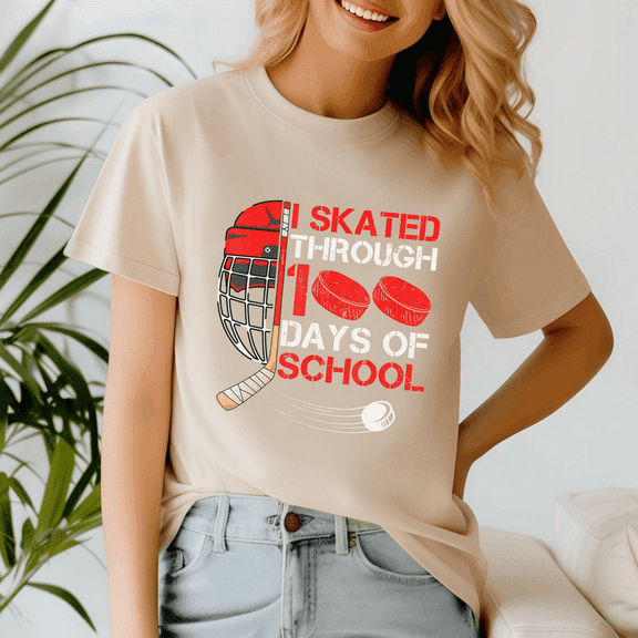 I Skated Through 100 Days Of School Ice Hockey, 100 Days of School Shirt,100 Day TShirt,Back to School Tee,Teacher Gift