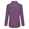 thumbnail image 6 of Womens Button Down Shirts Dressy Casual Solid Lapel Collar Long Sleeved Blouses Trendy Classic Fit Business Work Tops with Pockets, 6 of 9