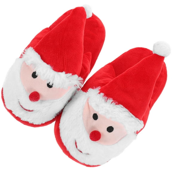 HAMPPLIES Santa Slipper Plush Cotton Non-slip Shoes for Adults Indoor Use