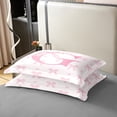 thumbnail image 4 of Initial Letter G Chic 100% Cotton Duvet Cover Twin,Dreamy Bow Love Hearts Kawaii Pink Comforter Cover(No Filler) Adults,Princess Style Pink Bowknot Girly Romantic Bedding Set 2 Pcs, 4 of 6