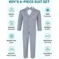 thumbnail image 2 of S.H. Churchill & Co 6-Piece Boy's Suit Set - Includes Suit Jacket, Dress Pants, Matching Vest, White Dress Shirt, Neck Tie & Bow Tie - Grey, 12, 2 of 7