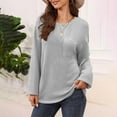 thumbnail image 3 of Amvlyk Long Sleeve Shirts for Women Waffle Crewneck Loose Pullover Blouses with Pockets Solid Lightweight Casual T-Shirts Spring Basic tops Clothes Comfy Fall Fashion Outfits 2025, 3 of 5