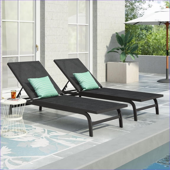 Outdoor Chaise Lounges | Modern 2-Piece 5-Position Recline for Patio Poolside | Charcoal Gray | Aluminum