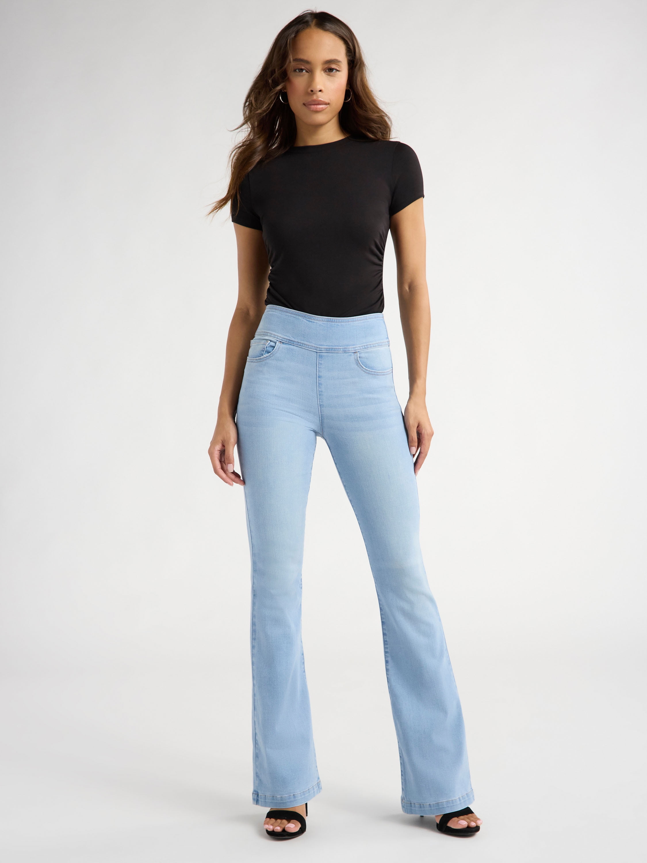Sofia by Sofia Vergara Women's and Women's Plus Melisa Flare High Rise Pull On Jeans, 30.5", 32.5" and 34.5" Inseams, Sizes 0-28