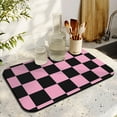 thumbnail image 3 of Dynamic Retro Plaid Dish Drying Mat Leak-Proof Coffee Mat with Heat-Resistant Surface Super Absorbent & Non-Slip Backing Kitchen Mat Featuring Colorful Checkered and Moroccan Geometric Patterns Perfec, 3 of 7