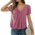 thumbnail image 5 of Ediodpoh Women's Casual Summer T Shirts Short Sleeve V Neck Tops Tshirts Womens T-shirts Pink XL, 5 of 8