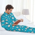 thumbnail image 6 of Susaid Hippo In Water Head Print Men's Long Sleeve Pajama Set, Two-Piece Button-Down Loungewear PJs Set, Comfortable Sleepwear for Relaxation-XX-Large, 6 of 7