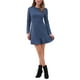 thumbnail image 1 of Vestido elegante de manga larga con volantes de ante sintético para mujer INSPIRE CHIC, cuello redondo, talla XL, azul oscuro, 1 of 6