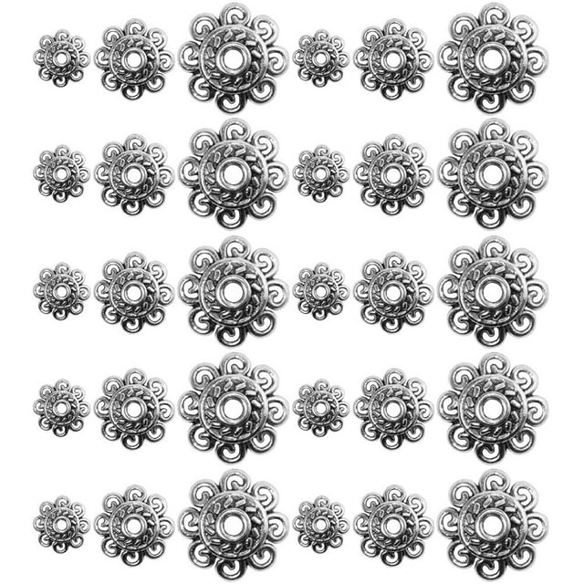EeaseCA 300Pcs Flower Bead Caps Alloy Ends Spacer Beads Jewelry DIY Craft Making