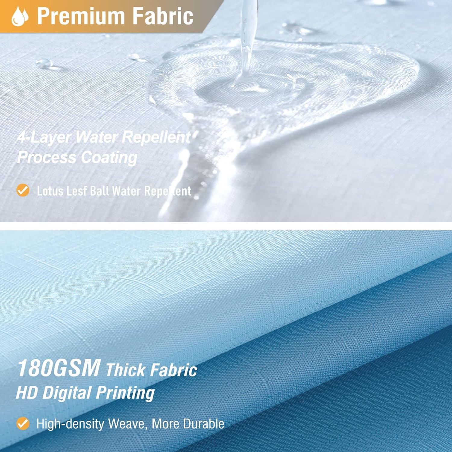 Extra Long Shower Curtain - 84 Inch Long Ombre Linen Textured Fabric Shower Curtain Set with Metal Hooks, Tall Modern Simple Neutral Polyester Shower Curtains for Bathroom, 72x 84, Blue Grey
