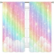 Colorful Rainbow Curtains for Girls Bedroom 42Wx63H Inch Rod Pocket Ombre Cute Pastel Kids Room Decor Sky Clouds Star Art Printed Baby Nursery Princess Girly Living Room Window Drapes 2 Panel