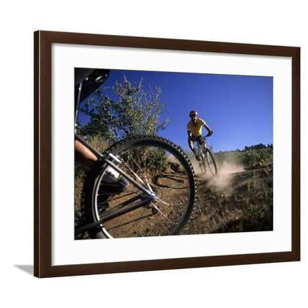 Cyclist in a Mountain Biking Race, Denver, Colorado, USA Framed Print Wall