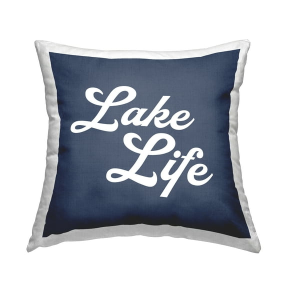 Stupell Industries Trendy Lake Life Phrase Bold Nautical Coastal Blue,18 x 7 x 18 Decorative Pillows