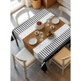 thumbnail image 6 of Modern Brown Black Table Cloth, Boho Contemporary Geometric Striped Waterproof Tablecloth for Square Tables, Reusable Washable Fabric Table Cover for Restaurant Kitchen Dining Tables 54"x54", 6 of 6