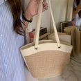 thumbnail image 4 of Bolso Paja Retro Playa para Mujer Occidental Informal Bolso Hombro Versátil Con Cesta Verduras (blanco) Blanco, 4 of 9