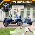 thumbnail image 3 of Joyracer 24 Volt Ride on Toys, Ride on Tractor w/ Tiltable & Detachable Trailer, 2x200W Power Car Wheels for Kids, Remote Control, Bluetooth, Shifter, Music, Blue, 3 of 11