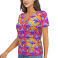 thumbnail image 2 of Wukai Magic Mushrooms Casual V-Neck Graphic Tees for Women: Lightweight and Breathable Summer Tops with Stylish Design-X-Large, 2 of 8