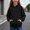 Black, variant on Girls Hoodie Waffle Pullover Sweatshirt Drop Shoulder Long Sleeve Hooded Tops with Kangaroo Pocket White 170(14-15 Years)