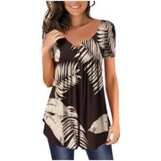 JWZUY Womens Tops Tunic Summer Short Sleeve T Shirts Long Flowy Tshirt Casual Dressy Blouses to Wear with Leggings Black S