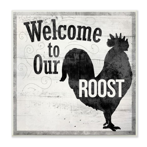 Stupell Industries Welcome To The Roost Farm Rustic Grey Word Design Wall Plaque by The Saturday Evening Post, 12" x 12", Wall Plaque