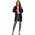 thumbnail image 3 of MLANM Essential Solid Open Front Long Knited Cardigan Sweater for Women, S Wine, 3 of 8