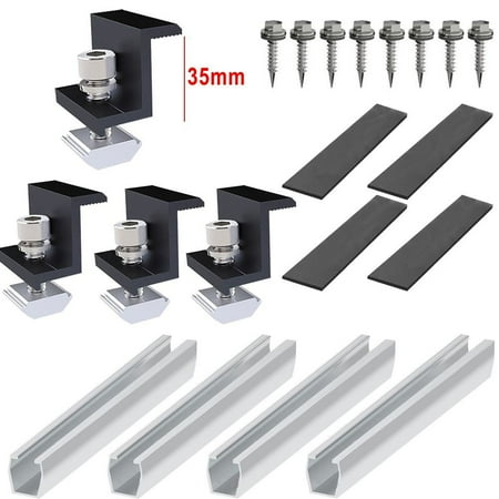 

FANJIE PV Solar Module Bracket Mounting Rail Rail Flat Roof End/Middle Clamp Set