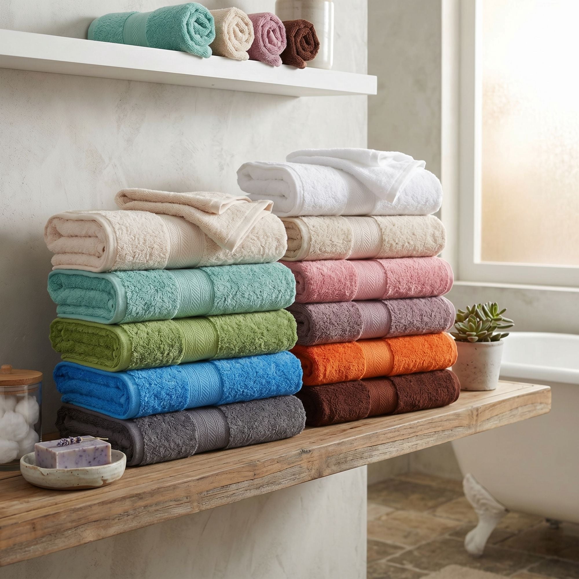 Superior Atlas Heavyweight Plush 3 Piece Cotton Towel Set, Blush