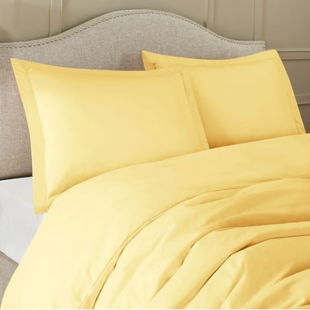 King Size 3 Piece Duvet Cover Set With Pillow Shams Light Yellow