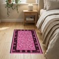 thumbnail image 3 of ODIKA Zebra Leopard Pink Stripe Spotted Print Border Mixed Bold Striped Stain Resistant Thin Throw for Entryway, Kitchen, Laundry Room, 3 of 7