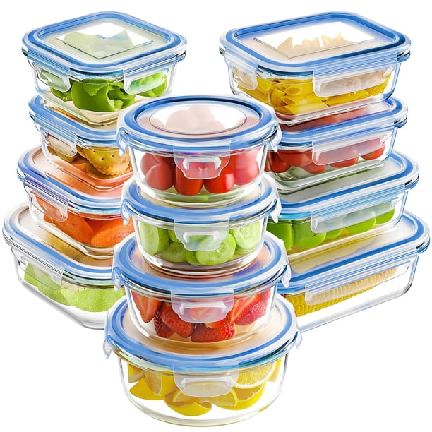 Contenedores de vidrio para almacenamiento de alimentos HOMBERKING, 12 juegos, color azul oscuro
