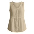 thumbnail image 4 of Linen Tank Tops for Women Sleeveless Button Front Loose Shirt Top Casual Lightweight V Neck Tank Size 2XL, 4 of 4