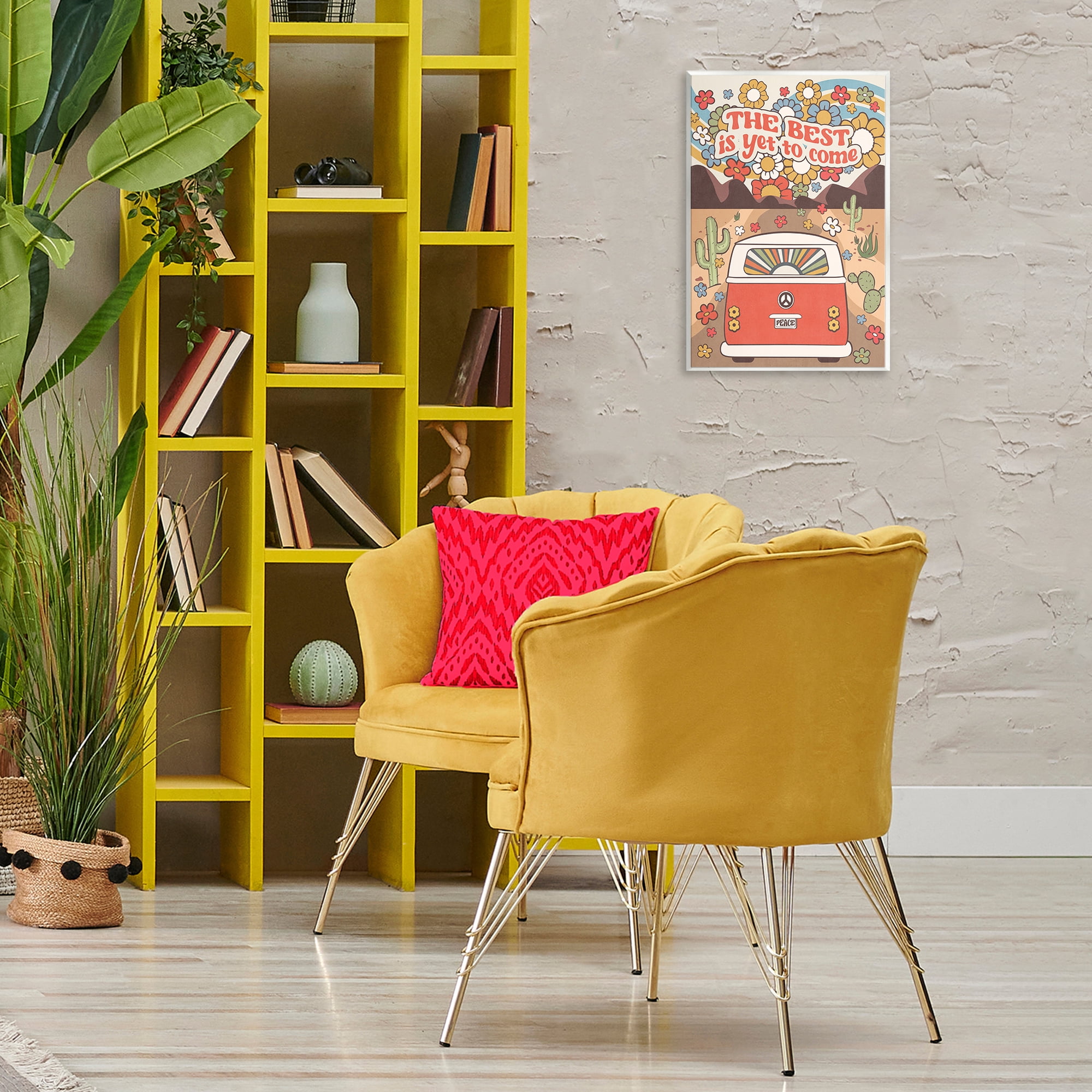 Stupell Industries Groovy Best Yet To Come Plants & Flowers Painting Unframed Art Print Wall Art, 13 x 19