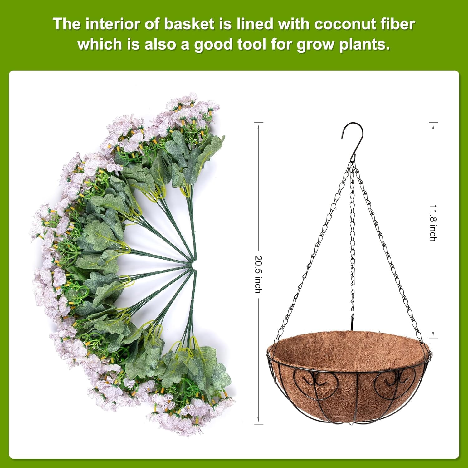 Artificial Hanging Flowers Basket for Spring Outdoor Outside Decoration, Fake Silk Colorful Daisy Eucalyptus in Planter UV Resistant Look Real for Home Patio Yard(Darkorchid)