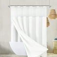 thumbnail image 4 of Lolmot Ensemble 3 en 1 de Rideau de Douche Tissé Imperméable et Doublure Transparente avec 12 Crochets en Acier Inoxydable Double Face pour Salle de Bain Tissu Polyester Robuste Rideau de Douche, 4 of 6