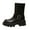 Black, variant on YLYL Women Mid Calf Boots Buckles Chunky Heel Lug Sole Motorcycle Biker Gothic Combat Boot