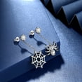 thumbnail image 6 of Asymmetry Halloween Spider Web Tarantula Dangle Earring Silver-Plated Gothic Statement Cosplay Party Jewelry Gift for Women, 6 of 8