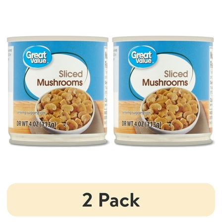 (2 pack) Great Value Sliced Mushrooms, 4 oz