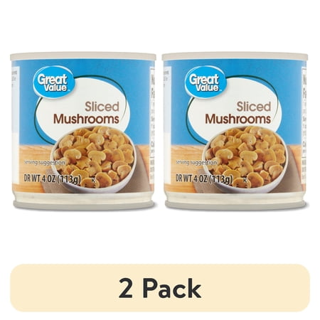 (2 pack) Great Value Sliced Mushrooms, 4 oz