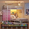 thumbnail image 2 of L-Shaped Bunk Beds Twin Over Twin with 8 Storage Drawers, Charging Station and LED Lights, Metal Bunk Beds with Storage Headboard and Shelf for Teen, Safety Guardrail & Ladder, White&Pink, 2 of 9