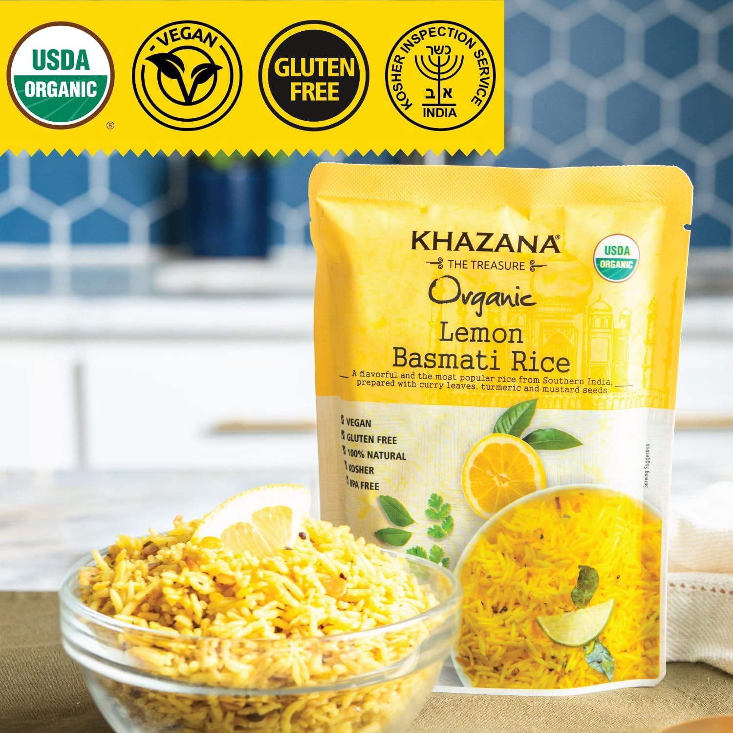 (Pack Of 6) Khazana Rice Basmati Lemon Ready To Eat 8.81 Oz
