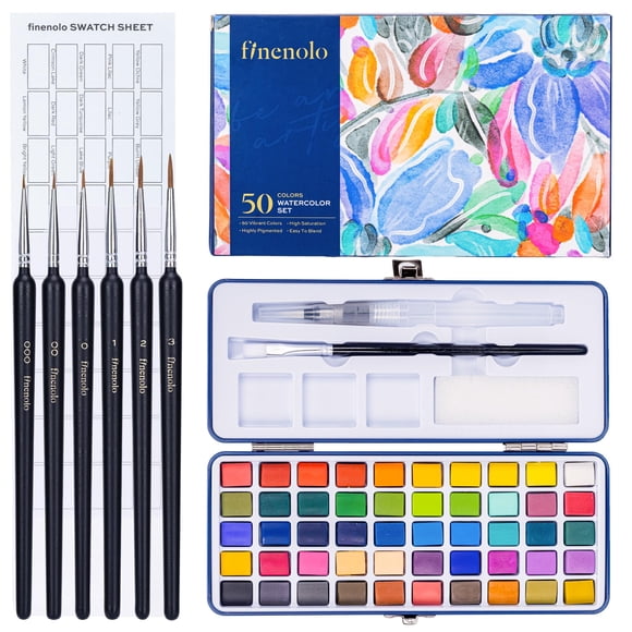 Set de acuarelas Finenolo de 50 colores con 8 pinceles