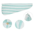 thumbnail image 3 of Unique Bargains 1 Pc Women Breathable Stripe Hair Drying Towel for Bathroom Green, White, 3 of 3